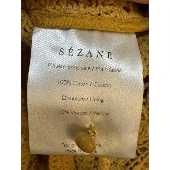 SEZANE Blouse Pauletta Mustard Size 44 Crochet Vintage Inspired US 16 - Picture 7 of 9
